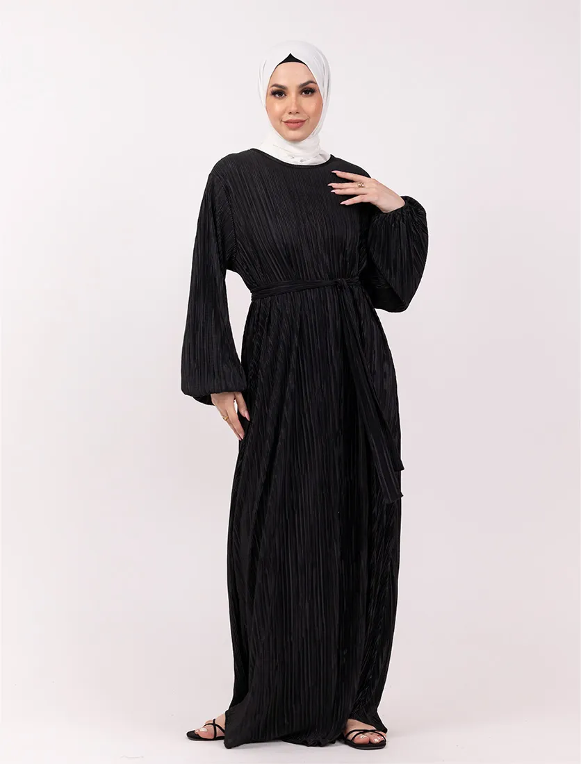 Black Plisse Abaya